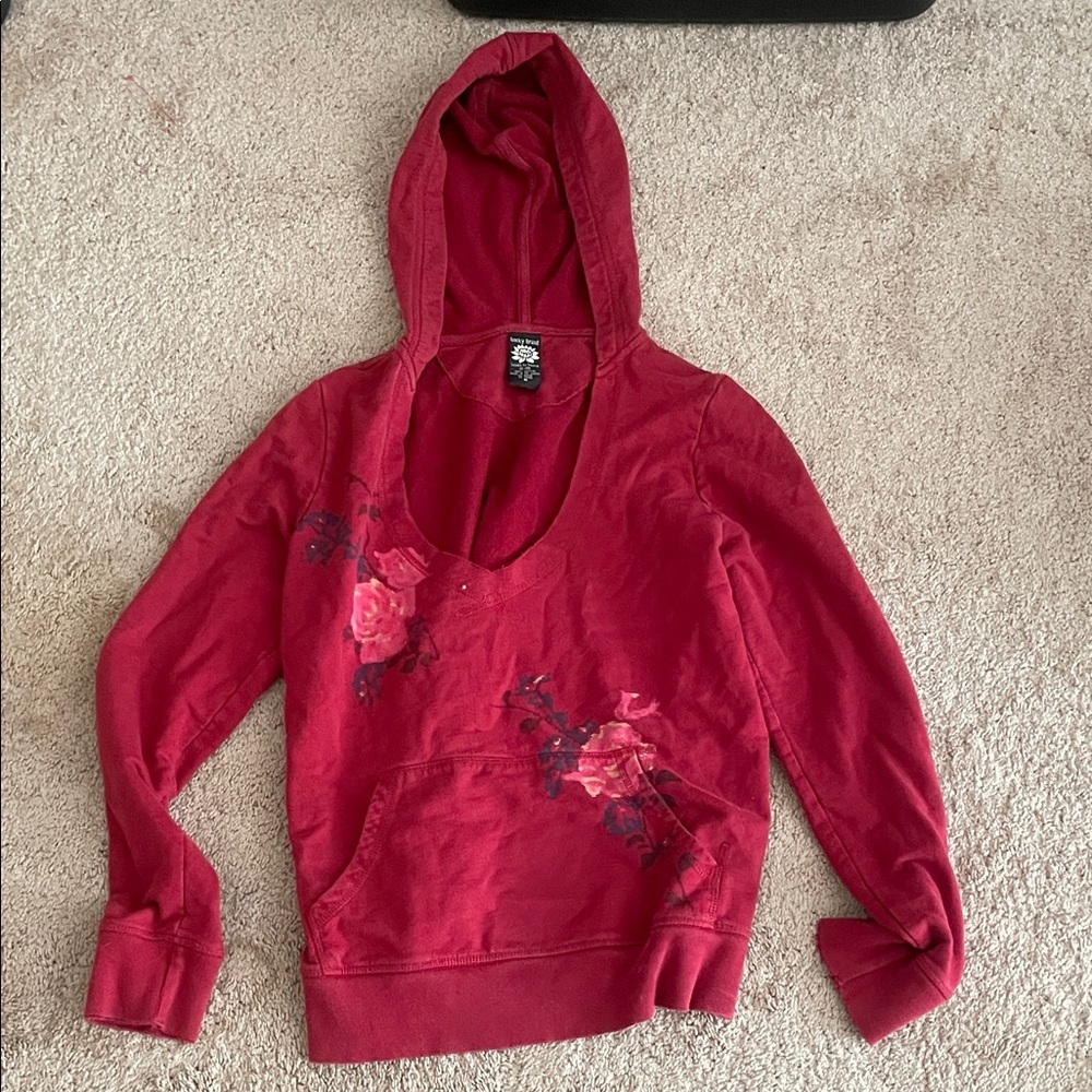 Women's Red Floral Hoodie